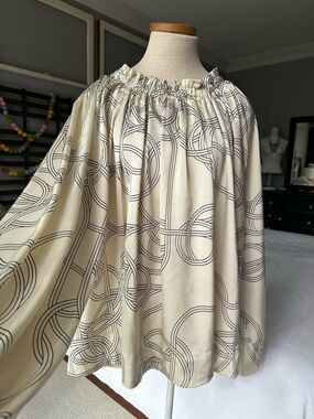 H&M cream and black flowy top, size large